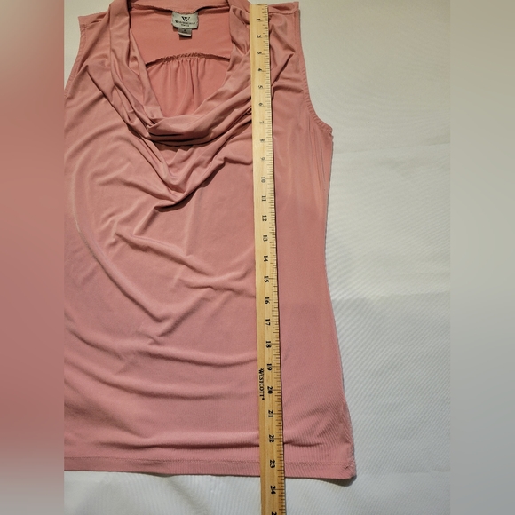 Worthington Womens Sleeveless Blouse Size Small Stretch Pink Drape Cowl Neck - Picture 8 of 8